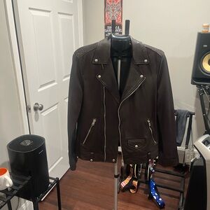 All Saints Milo Dark Brown Leather Jacket